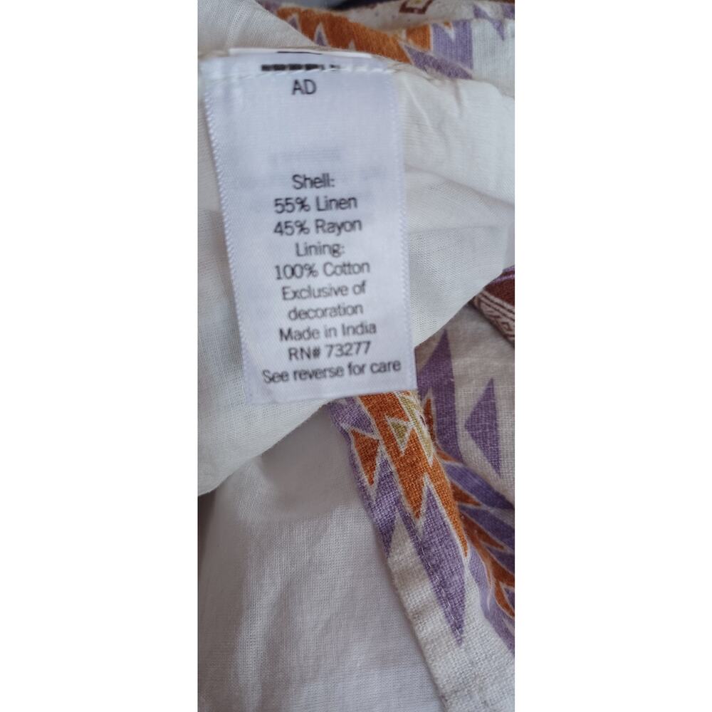 Sonoma Goods For Life Aztec Boho Maxi Dress Size XL Linen Blend Smocked - Picture 7 of 8